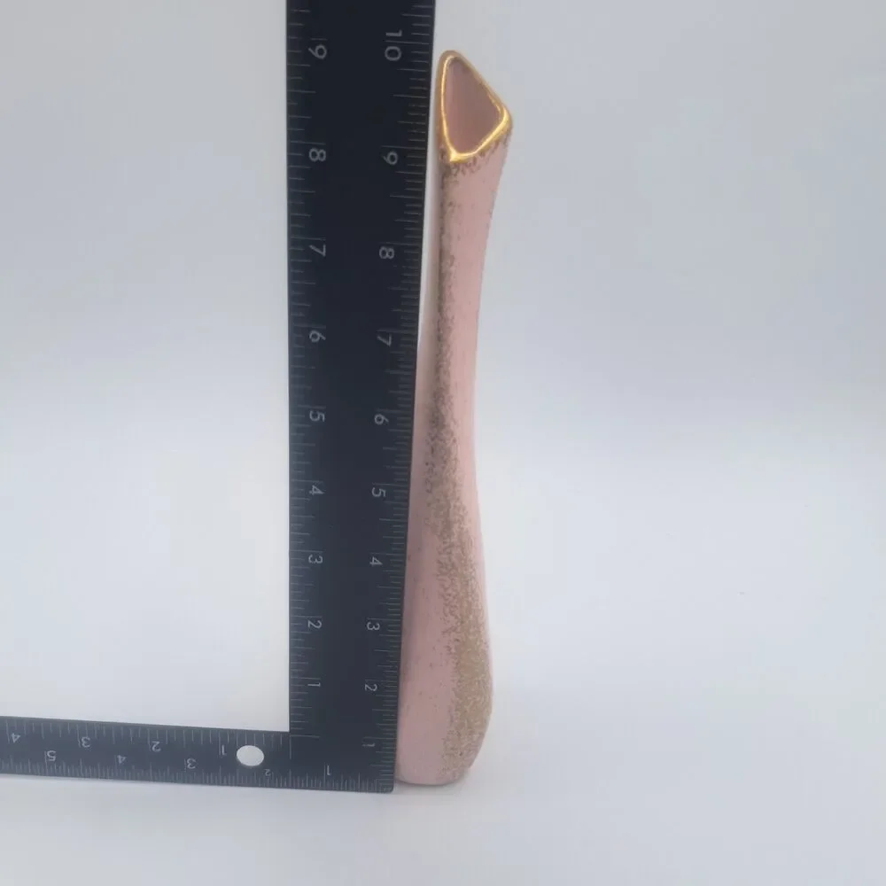 Pink & Gold Speckled Twisted Stem Ceramic Vase